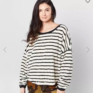 Free People Breton Black and White Striped Sweater